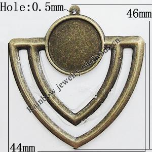 Iron Jewelry Finding Pendant Lead-free, 46x44mm Hole:0.5mm, Sold by Bag