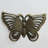 Iron Jewelry Finding Pendant Lead-free, Butterfly 43x27mm, Sold by Bag