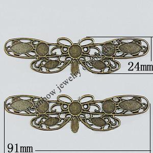 Iron Jewelry Finding Pendant Lead-free, Dragonfly 91x24mm, Sold by Bag