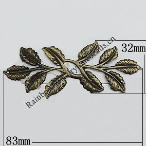Iron Jewelry Finding Connectors Lead-free, Flower 82x32mm, Sold by Bag