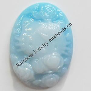 Cameos Resin Beads, No-Hole Jewelry findings, Flat Oval, 18x24mm, Sold by Bag
