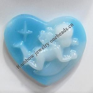 Cameos Resin Beads, No-Hole Jewelry findings, Heart, 21x18mm, Sold by Bag