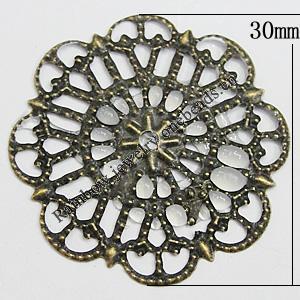 Iron Jewelry Finding Connectors Lead-free, Flower 30mm, Sold by Bag