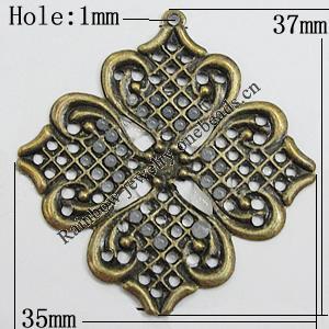Iron Jewelry Finding Pendant Lead-free, Diamond 37x35mm Hole:1mm, Sold by Bag