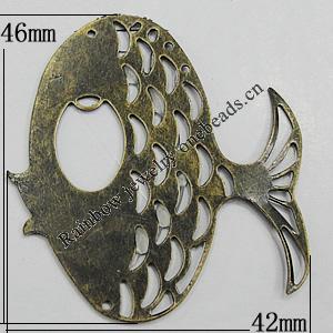 Iron Jewelry Finding Connectors Lead-free, Fish 42x46mm, Sold by Bag