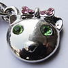 Zinc Alloy Charm/Pendant with Crystal, Nickel-free & Lead-free Animal Head 15x11mm Hole:2mm, Sold by PC  