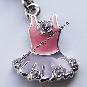 Zinc Alloy Enamel Charm/Pendant with Crystal, Nickel-free & Lead-free, A Grade Clothes 21x16mm Hole:2mm, Sold by PC