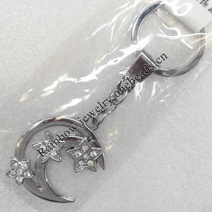 Zinc Alloy keyring Jewelry Chains, Moon, width:33mm, Length Approx:10cm, Sold by PC