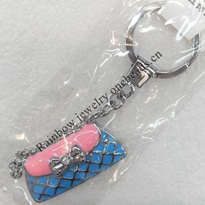 Zinc Alloy keyring Jewelry Chains, Bag, width:24mm, Length Approx:10cm, Sold by PC