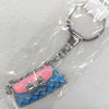 Zinc Alloy keyring Jewelry Chains, Bag, width:24mm, Length Approx:10cm, Sold by PC