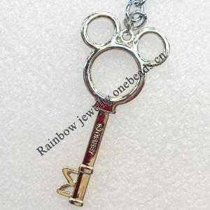 Zinc Alloy Pendants, Key, 32x65mm, Hole:2mm, Sold by PC