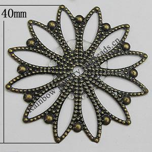 Iron Jewelry Finding Beads Lead-free, Flower 40mm Hole:3mm, Sold by Bag