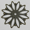 Iron Jewelry Finding Beads Lead-free, Flower 40mm Hole:3mm, Sold by Bag