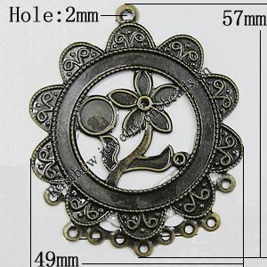Iron Jewelry Finding Connectors Lead-free, 57x49mm Hole:2mm, Sold by Bag