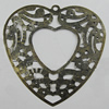 Iron Jewelry Finding Pendant Lead-free, Heart 56x56mm Hole:2.5mm, Sold by Bag