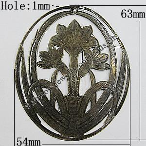 Iron Jewelry Finding Pendant Lead-free, 63x54mm Hole:1mm, Sold by Bag