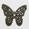 Iron Jewelry Finding Beads Lead-free, Butterfly 28x32mm Hole:2.5mm, Sold by Bag