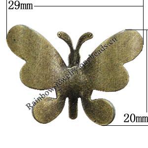 Iron Jewelry Finding Pendant Lead-free, Butterfly 29x20mm, Sold by Bag