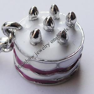 Zinc Alloy Enamel Pendant, Nickel-free & Lead-free, A Grade Cake 13x12mm Hole:2mm, Sold by PC