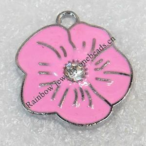 Zinc Alloy Enamel Pendant, Flower, 22x23mm, Hole:Approx 2mm, Sold by PC