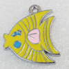 Zinc Alloy Enamel Pendant, Fish, 20x23mm, Hole:Approx 2mm, Sold by PC