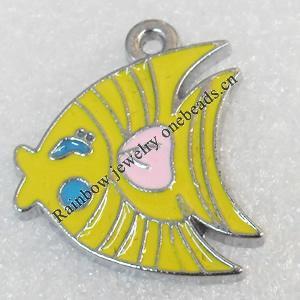 Zinc Alloy Enamel Pendant, Fish, 20x23mm, Hole:Approx 2mm, Sold by PC