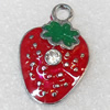 Zinc Alloy Enamel Pendant, Strawberry, 17x25mm, Hole:Approx 2mm, Sold by PC