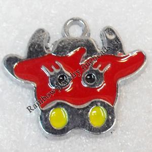 Zinc Alloy Enamel Pendant, 26x22mm, Hole:Approx 2mm, Sold by PC