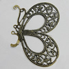 Iron Jewelry Finding Pendant Lead-free, Butterfly 46x34mm Hole:1mm, Sold by Bag