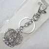 Zinc Alloy keyring Jewelry Chains, width:33mm, Length Approx:10cm, Sold by PC