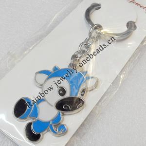 Zinc Alloy keyring Jewelry Chains, Cow, width:32mm, Length Approx:10cm, Sold by PC