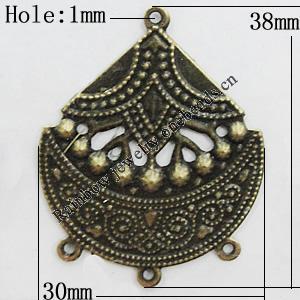Iron Jewelry Finding Connectors Lead-free, 38x30mm Hole:1mm, Sold by Bag