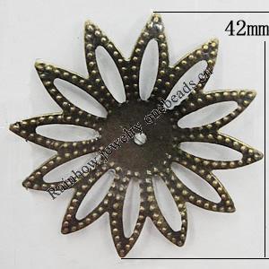 Iron Jewelry Finding Beads Lead-free, Flower 42mm Hole:2mm, Sold by Bag
