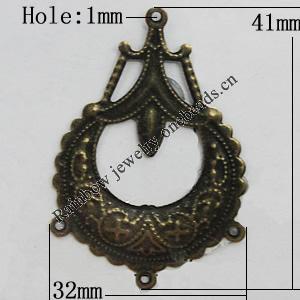 Iron Jewelry Finding Connectors Lead-free, 41x32mm Hole:1mm, Sold by Bag