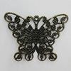 Iron Jewelry Finding Pendants Lead-free, Butterfly 35x26mm Hole:1mm, Sold by Bag