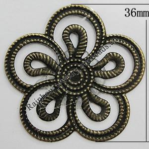 Iron Jewelry Finding Connectors Lead-free, Flower 36mm Hole:2mm, Sold by Bag