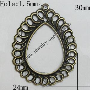 Iron Jewelry Finding Connectors Lead-free, Teardrop 30x24mm Hole:1.5mm, Sold by Bag