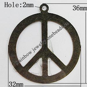 Iron Jewelry Finding Pendants Lead-free, 36x32mm Hole:2mm, Sold by Bag