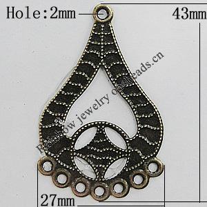 Iron Jewelry Finding Connectors Lead-free, 43x27mm Hole:2mm, Sold by Bag
