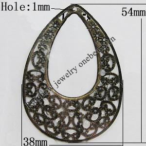 Iron Jewelry Finding Pendants Lead-free, Teardrop 54x38mm Hole:1mm, Sold by Bag