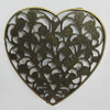 Iron Jewelry Finding Pendants Lead-free, Heart 45x44mm Hole:2mm, Sold by Bag