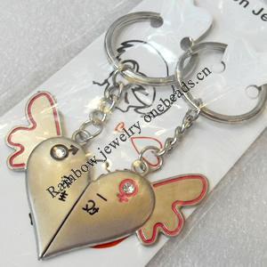Zinc Alloy keyring Jewelry Chains, width:57mm, Length Approx:9cm, Sold by Pair