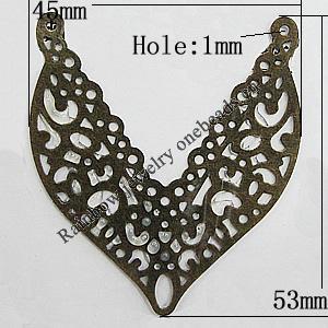 Iron Jewelry Finding Connectors Lead-free, 45x53mm Hole:1mm, Sold by Bag