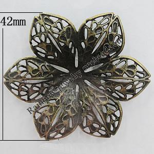 Iron Jewelry Finding Pendants Lead-free, Flower 42mm, Sold by Bag