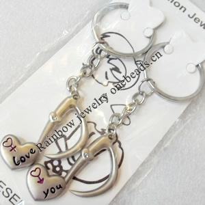 Zinc Alloy keyring Jewelry Chains, width:15mm, Length Approx:10cm, Sold by Pair