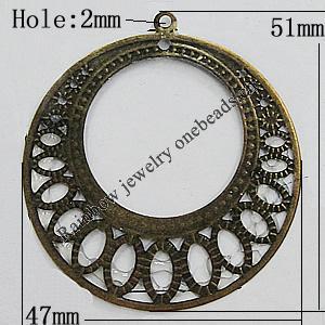 Iron Jewelry Finding Pendants Lead-free, 51x47mm Hole:2mm, Sold by Bag