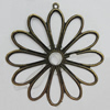 Iron Jewelry Finding Pendants Lead-free, Flower 47x45mm Hole:1mm, Sold by Bag