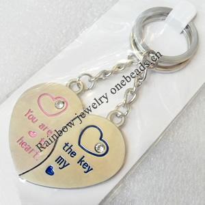 Zinc Alloy keyring Jewelry Chains, width:45mm, Length Approx:9.5cm, Sold by Pair