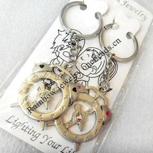 Zinc Alloy keyring Jewelry Chains, width:30mm, Length Approx:9.5cm, Sold by Pair