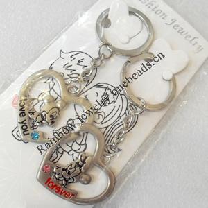 Zinc Alloy keyring Jewelry Chains, width:35mm, Length Approx:8.5cm, Sold by Pair